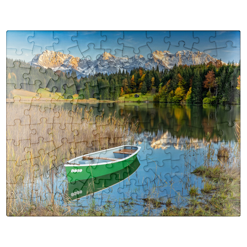 puzzleplate Lake Gerold near Gerold in Alpenwelt Karwendel, view to the Karwendel mountains 100 Jigsaw Puzzle