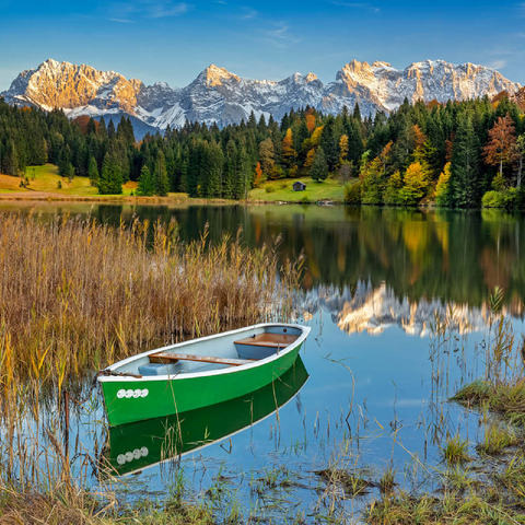 Lake Gerold near Gerold in Alpenwelt Karwendel, view to the Karwendel mountains 100 Jigsaw Puzzle 3D Modell