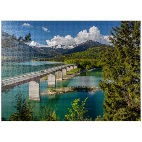 puzzleplate Bridge over the Sylvenstein reservoir near Lenggries 1000 Jigsaw Puzzle