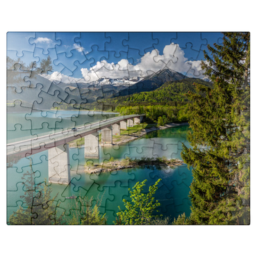 puzzleplate Bridge over the Sylvenstein reservoir near Lenggries 100 Jigsaw Puzzle
