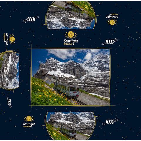 Jungfrau Railway at the station Eiger Glacier (2320m) against Eiger (3970m) and Mönch (4107m) 1000 Jigsaw Puzzle box 3D Modell