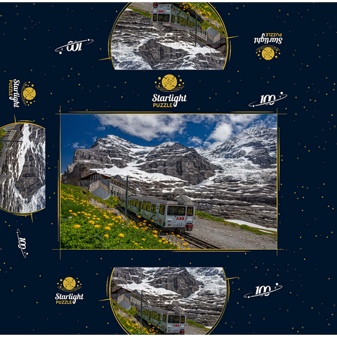 Jungfrau Railway at the station Eiger Glacier (2320m) against Eiger (3970m) and Mönch (4107m) 100 Jigsaw Puzzle box 3D Modell