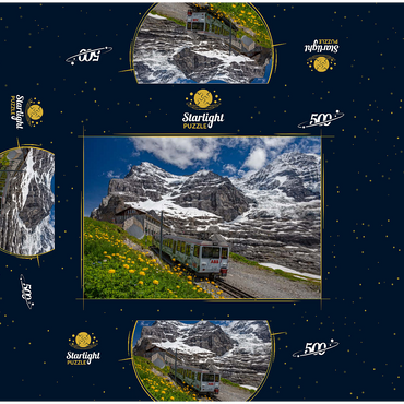 Jungfrau Railway at the station Eiger Glacier (2320m) against Eiger (3970m) and Mönch (4107m) 500 Jigsaw Puzzle box 3D Modell