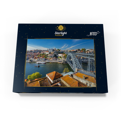 Old Town Ribeira of Porto with the Ponte Dom Luis I, Vila Nova de Gaia, Porto, Norte Region, Portugal 1000 Jigsaw Puzzle box view1