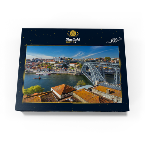 Old Town Ribeira of Porto with the Ponte Dom Luis I, Vila Nova de Gaia, Porto, Norte Region, Portugal 100 Jigsaw Puzzle box view1