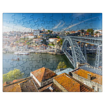 puzzleplate Old Town Ribeira of Porto with the Ponte Dom Luis I, Vila Nova de Gaia, Porto, Norte Region, Portugal 100 Jigsaw Puzzle
