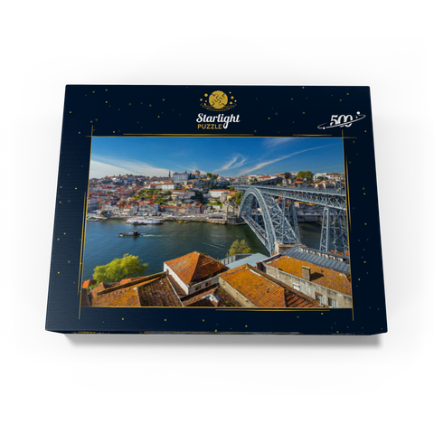 Old Town Ribeira of Porto with the Ponte Dom Luis I, Vila Nova de Gaia, Porto, Norte Region, Portugal 500 Jigsaw Puzzle box view1