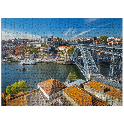 puzzleplate Old Town Ribeira of Porto with the Ponte Dom Luis I, Vila Nova de Gaia, Porto, Norte Region, Portugal 500 Jigsaw Puzzle