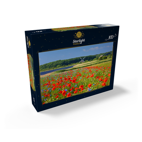 Poppy field with view to windmill Charlotte in Geltinger Birk, Geltinger Bay 100 Jigsaw Puzzle box view1