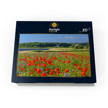 Poppy field with view to windmill Charlotte in Geltinger Birk, Geltinger Bay 100 Jigsaw Puzzle box view1