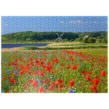puzzleplate Poppy field with view to windmill Charlotte in Geltinger Birk, Geltinger Bay 500 Jigsaw Puzzle