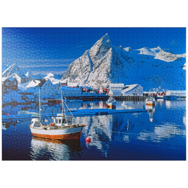 puzzleplate Sakrisoy harbor near Reine with Olstinden (674m) 1000 Jigsaw Puzzle
