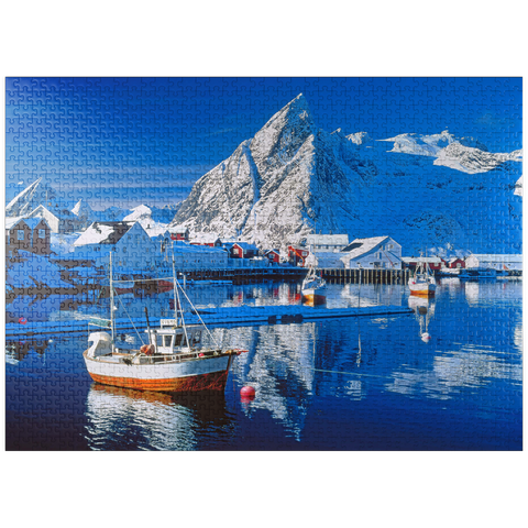 puzzleplate Sakrisoy harbor near Reine with Olstinden (674m) 1000 Jigsaw Puzzle