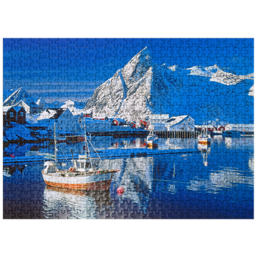 puzzleplate Sakrisoy harbor near Reine with Olstinden (674m) 500 Jigsaw Puzzle