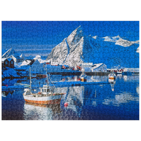 puzzleplate Sakrisoy harbor near Reine with Olstinden (674m) 500 Jigsaw Puzzle