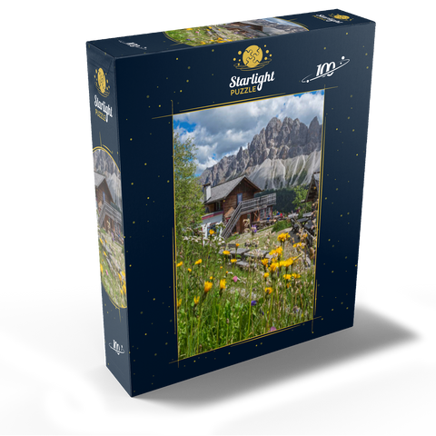 Schatzerhütte (2004m) against Aferer Geisler, Plose, Bressanone, Dolomites, Trentino-Alto Adige, Italy 100 Jigsaw Puzzle box view1