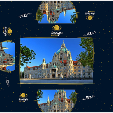 New City Hall at Trammplatz, Hanover, Lower Saxony, Germany 100 Jigsaw Puzzle box 3D Modell