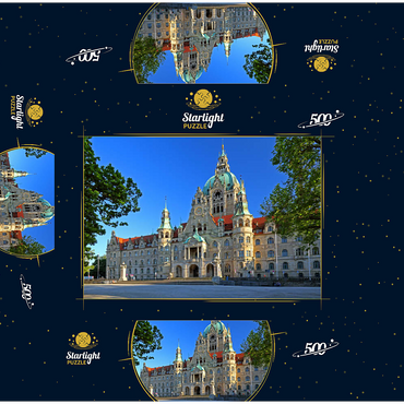 New City Hall at Trammplatz, Hanover, Lower Saxony, Germany 500 Jigsaw Puzzle box 3D Modell