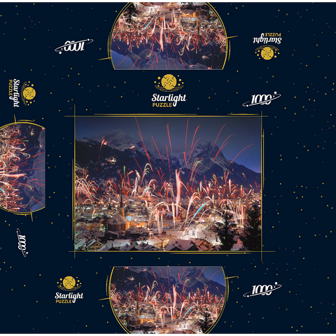 Fireworks over Garmisch-Partenkirchen, Upper Bavaria, Bavaria, Germany 1000 Jigsaw Puzzle box 3D Modell