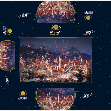 Fireworks over Garmisch-Partenkirchen, Upper Bavaria, Bavaria, Germany 100 Jigsaw Puzzle box 3D Modell