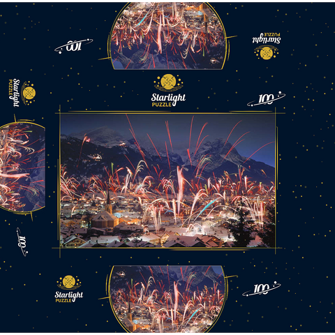 Fireworks over Garmisch-Partenkirchen, Upper Bavaria, Bavaria, Germany 100 Jigsaw Puzzle box 3D Modell