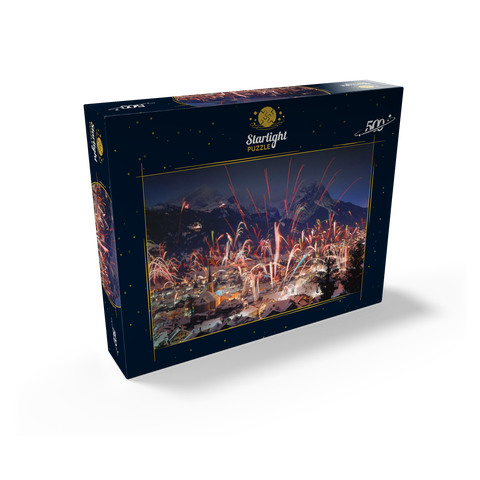 Fireworks over Garmisch-Partenkirchen, Upper Bavaria, Bavaria, Germany 500 Jigsaw Puzzle box view1