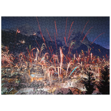 puzzleplate Fireworks over Garmisch-Partenkirchen, Upper Bavaria, Bavaria, Germany 500 Jigsaw Puzzle