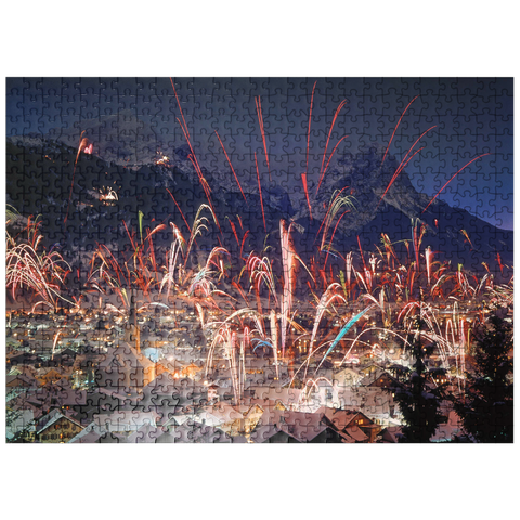 puzzleplate Fireworks over Garmisch-Partenkirchen, Upper Bavaria, Bavaria, Germany 500 Jigsaw Puzzle