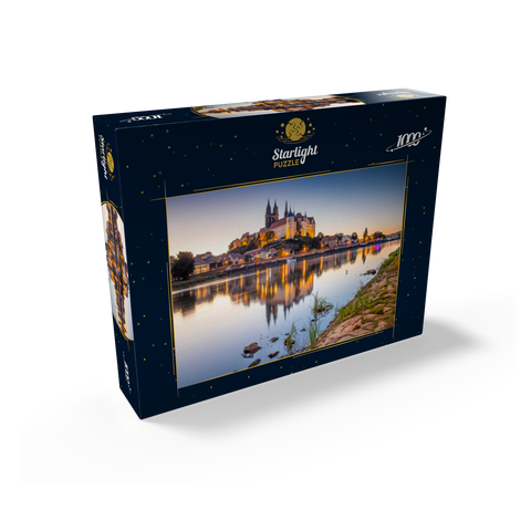 View over the Elbe to the castle hill with cathedral and Albrechtsburg castle 1000 Jigsaw Puzzle box view1
