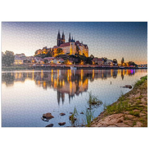 puzzleplate View over the Elbe to the castle hill with cathedral and Albrechtsburg castle 1000 Jigsaw Puzzle