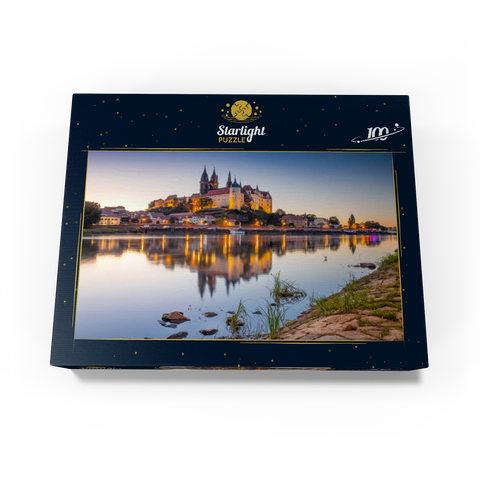 View over the Elbe to the castle hill with cathedral and Albrechtsburg castle 100 Jigsaw Puzzle box view1