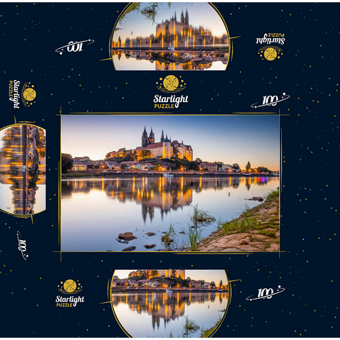 View over the Elbe to the castle hill with cathedral and Albrechtsburg castle 100 Jigsaw Puzzle box 3D Modell