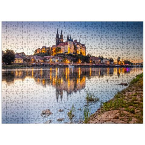 puzzleplate View over the Elbe to the castle hill with cathedral and Albrechtsburg castle 500 Jigsaw Puzzle