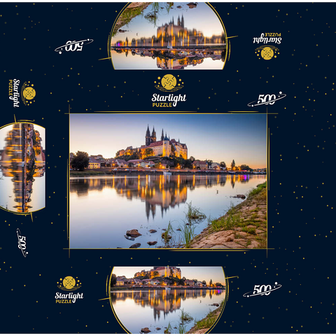 View over the Elbe to the castle hill with cathedral and Albrechtsburg castle 500 Jigsaw Puzzle box 3D Modell