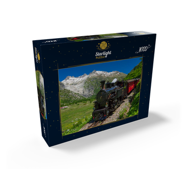 Steam train from Muttbach-Belvedere to Gletsch (1762m) 1000 Jigsaw Puzzle box view1