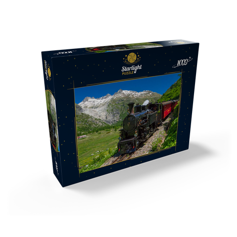 Steam train from Muttbach-Belvedere to Gletsch (1762m) 1000 Jigsaw Puzzle box view1