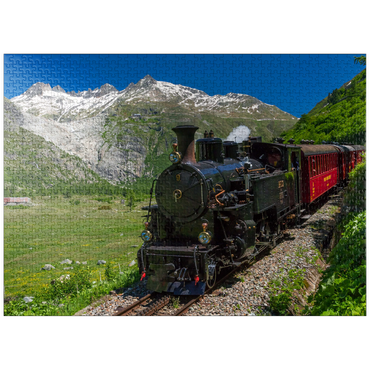 puzzleplate Steam train from Muttbach-Belvedere to Gletsch (1762m) 1000 Jigsaw Puzzle