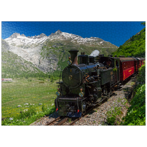 puzzleplate Steam train from Muttbach-Belvedere to Gletsch (1762m) 1000 Jigsaw Puzzle