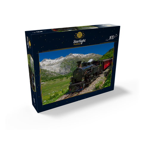 Steam train from Muttbach-Belvedere to Gletsch (1762m) 100 Jigsaw Puzzle box view1