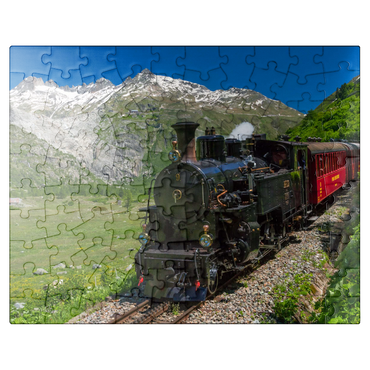 puzzleplate Steam train from Muttbach-Belvedere to Gletsch (1762m) 100 Jigsaw Puzzle
