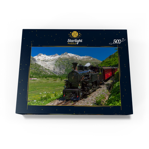 Steam train from Muttbach-Belvedere to Gletsch (1762m) 500 Jigsaw Puzzle box view1