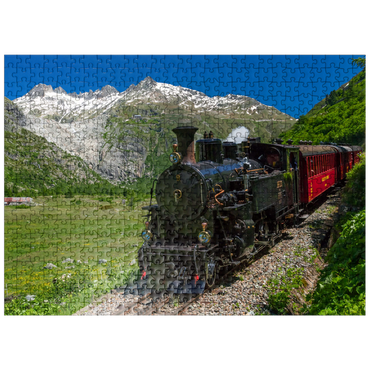 puzzleplate Steam train from Muttbach-Belvedere to Gletsch (1762m) 500 Jigsaw Puzzle