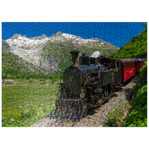 puzzleplate Steam train from Muttbach-Belvedere to Gletsch (1762m) 500 Jigsaw Puzzle