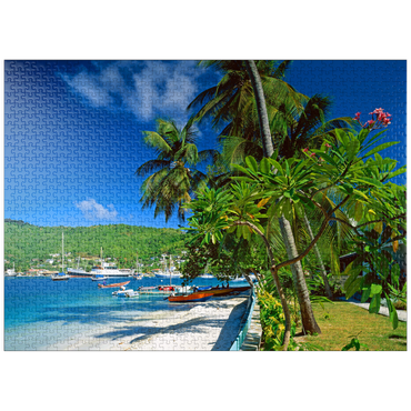 puzzleplate Beach walk in Port Elizabeth, Bequia Island, Grenadines, Leeward Islands, Caribbean Sea 1000 Jigsaw Puzzle