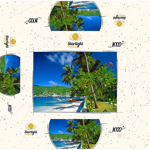 Beach walk in Port Elizabeth, Bequia Island, Grenadines, Leeward Islands, Caribbean Sea 1000 Jigsaw Puzzle box 3D Modell
