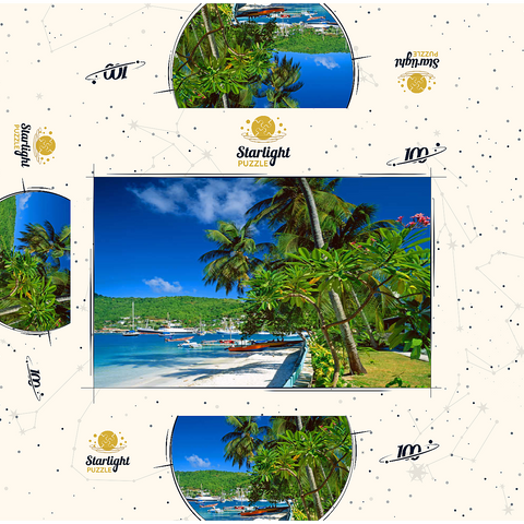 Beach walk in Port Elizabeth, Bequia Island, Grenadines, Leeward Islands, Caribbean Sea 100 Jigsaw Puzzle box 3D Modell