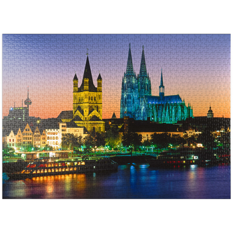 puzzleplate View to the old town with church Gross St. Martin and Cologne Cathedral 1000 Jigsaw Puzzle