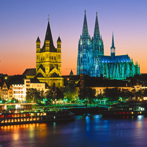 View to the old town with church Gross St. Martin and Cologne Cathedral 1000 Jigsaw Puzzle 3D Modell