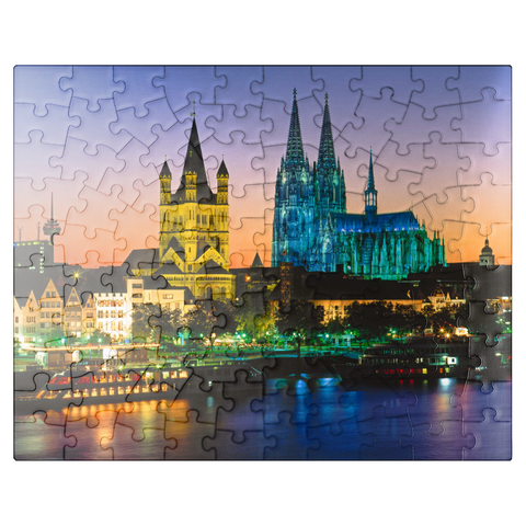 puzzleplate View to the old town with church Gross St. Martin and Cologne Cathedral 100 Jigsaw Puzzle