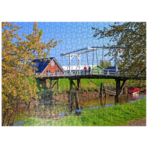 puzzleplate Hogendiek bridge over the Lühe in Steinkirchen 500 Jigsaw Puzzle